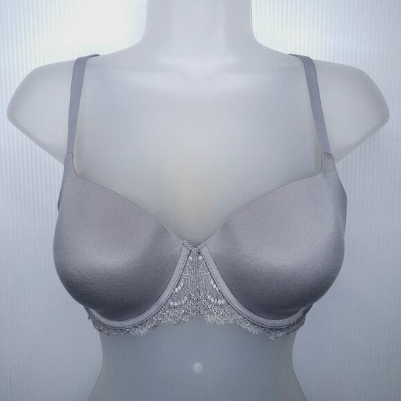 SPANX 34D Undie-tectable Lightly Lined Demi Bra 30029R Underwire Earl Gray Lace - Picture 1 of 15
